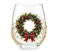Genérico 3D Christmas Glass Art Cup，Wreath