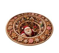 Genérico 3D Christmas Optical Illusion Round Rug, Santa Door Mat | Soft Crystal Velvet 60cm/23.6in, Non-Slip Base with Optical Illusion Vörtex Santa Design