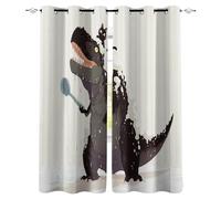 Genérico 3D Cortinas Opacas Dibujos Animados Protegiendo la privacidad Termicas Aislantes Gato Negro Dinosaurio con Ojales 2 Piezas Cortina Apto para Decoración del Hogar 140An x 300Al CM