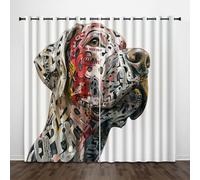 Genérico 3D Cortinas Opacas Estilo Abstracto Protegiendo la privacidad Termicas Aislantes Perro Robot con Ojales 2 Piezas Cortina Apto para Adultos Niños y Adolescentes 110An x 215Al CM