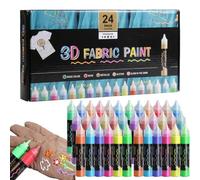 Genérico 3D Fabric Paint Set, 30ml Waterproof Permanent Textile Paints in 24 Vibrant Colors, Craft Tool for Canvas, Wood, Clothing, Hat Decoration, Kids Projects, Glass Art, and Adult Fabric Painting