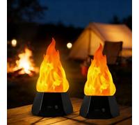Genérico 3D Fake Fire Night Light with 3 Modes, USB Rechargeable Fake Campfire Night Lamp with Flickering Cozy Lighting, Multi-Purpose Travel LED Flame Light for Outdoor Camping Table Yard