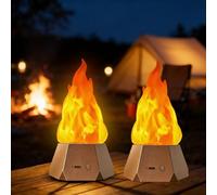 Genérico 3D Fake Fire Night Light with 3 Modes, USB Rechargeable Fake Campfire Night Lamp with Flickering Cozy Lighting, Multi-Purpose Travel LED Flame Light for Outdoor Camping Table Yard