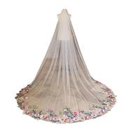 Genérico 3D Floral Cathedral Wedding Bridal Veils With Comb Long Accessories Brides Purple