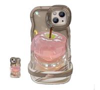 Genérico 3D Fruit Pattern Hard Case with, Forubom Fruit Pattern Transparent Phone Case for iPhone, Equipped with Lanyard and Double Stand, Suitable for iPhone 16 (For iPhone 15 Pro,Black)