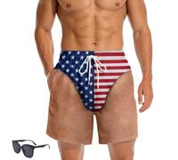 Genérico 3D Hairy Body Briefs Graphic Swim Trunks,Funny Leopard Print Fake Briefs Beach Shorts,Tropical Men Custom Patriotic Shorts