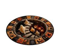Genérico 3D Haunted Staircase Rug - Round Optical Illusion Halloween Carpet