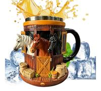 Genérico 3D Horse Stable Mug 300ml Stainless Steel Resin Coffee Cup