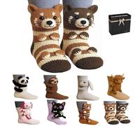 Genérico 3d Knit Animal Sloth Socks For Women,Hand Crocheted Soft Breathable Cotton,Warm & Comfortable Christmas Gifts (FR/ES, Letras, Talla única, Regular, Alto, H-088)