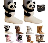 Genérico 3d Knit Animal Sloth Socks For Women,Hand Crocheted Soft Breathable Cotton,Warm & Comfortable Christmas Gifts (FR/ES, Letras, Talla única, Regular, Alto, A-011)