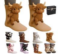 Genérico 3d Knit Animal Sloth Socks For Women,Hand Crocheted Soft Breathable Cotton,Warm & Comfortable Christmas Gifts (FR/ES, Letras, Talla única, Regular, Alto, D-099)
