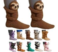 Genérico 3D Knit Animal Socks, 2026 New Novelty Floor Sock for Christmas, Cute Novelty Animal Socks, Double Layer Hand Crochet Knit Sock, Designs for Men & Women (Sloth,Talla única)