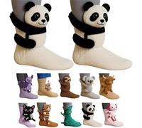 Genérico 3D Knit Animal Socks, 2026 New Novelty Floor Sock for Christmas, Cute Novelty Animal Socks, Double Layer Hand Crochet Knit Sock, Designs for Men & Women (Panda,Talla única)