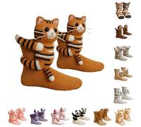 Genérico 3D Knit Animal Socks, 2026 New Novelty Floor Sock for Christmas, Cute Novelty Animal Socks, Double Layer Hand Crochet Knit Sock, Designs for Men & Women
