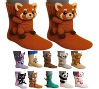 Genérico 3D Knit Animal Socks, 2026 New Novelty Floor Sock for Christmas, Cute Novelty Animal Socks, Double Layer Hand Crochet Knit Sock, Designs for Men & Women (Raccoon,Talla única)