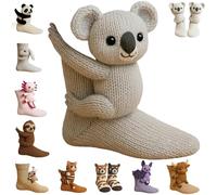 Genérico 3D Knit Animal Socks for Women,Soft Funny Hand Crocheted Floor Socks,Double-Layer Cotton Cute Winter Warm Embrace Sock (C)