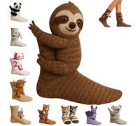 Genérico 3D Knit Animal Socks for Women,Soft Funny Hand Crocheted Floor Socks,Double-Layer Cotton Cute Winter Warm Embrace Sock (A)