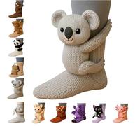 Generico 3D Knit Animal Socks,Funny Hug Handmade Crocheted Floor Socks,Cute Winter Warm Thick Double-Layer Soft Breathable Cotton Sock (L)