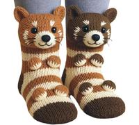 Genérico 3D knitted animal socks, hand-crocheted soft, breathable cotton novelty socks, breathable and comfortable for men and women. (Red Panda)