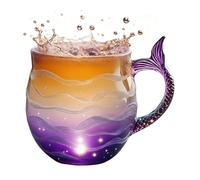 Genérico 3D Mermaid Tail Glass Cup - Decorative Embossed Drinkware Mug, Elegant Beverage Container Design, Heat Safe Glass Structure, Artistic Fantasy Style Drink Vessel | Apartment