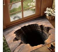 Genérico 3D Optical Illusion Door Mat,Vortex and Bottomless Hole Design Funny Entryway Rug,Ground Crack Trap Optical Illusion Rug,Thick Absorbent Non Slip Washable Mats for Kitchen,Bathroom,Stairs