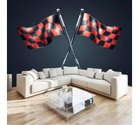 Genérico 3D Panorámica De Pared De Moderno Banderas de carreras Premium Papel Pintado No Tejido - Cuadros De Pared Autoadhesivos Para Sala De Estar, Dormitorio, Ofi 250 x 175 cm (W x H)