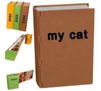 Genérico 3D-Printable Sliding Photo Album, The Memory Cascade: Hold 12 Standard 6×5” Photos Memory Book with Magnetic Closure, Expandable Yearly Photo Holder for Family Wedding Travel (Brown, Cat)