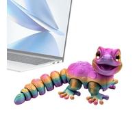 Generico 3D Printed Gecko Figurine - ABS 14x5.8x5.8cm | 3D Printed Lizard Reptile Fidget Toy with Rainbow Color, Miniature Statue, Desk Figure | Kids Boys Girls Bedroom Dorm Living Room