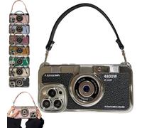 Genérico 3D Retro Camera Graphic Phone Case PU Leather Strap for iPhone 17/16/15/14/13/12ProMax, Phone Case Looks Like Vintage Camera, Adding Vintage Chic to Smartphone Game (for iPhone 11,Black)