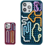Genérico 3D Stereoscopic Silicone Color Line Sensory Decompression Phone Case, Funny Play Case, Creative Line Puzzle Protective Shell for Phone, Decompression, Soft Shockproof (12,Green A)