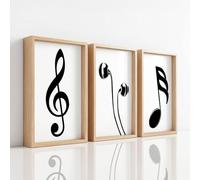 Genérico 3Pcs Blanco Cuadro Moderno, Posters para Pared Minimalista Música Nota Musical Auriculares, Cuadros Decorativos Decoracion Pared para Dormitorio Cocina Comedor Oficina y Baño (30 x 40 cm)