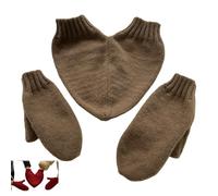 Genérico 3PCS Couple Hand Holding Knit Gloves Set,Couple Holding Hands Heart Knit Gloves Set,Winter Warm Full Finger Knitted Mitten