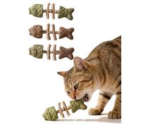 Genérico 3PCS - Creative Fish Bone Cat Toy, Fix Your Cat’s Dental Health Durable Feline Tooth Care Tool Natural Fishbone Cat Dental Toy Wooden Catnip Teeth Cleaning Stick (3 Types of Mixture)