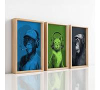 Genérico 3Pcs Multicolor Cuadro Moderno, Posters para Pared Moderno Animales Música Estilo Cool, Cuadros Decorativos Decoracion Pared para Dormitorio Cocina Comedor Oficina y Baño (B2 | 50 x 70 cm)