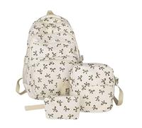 Genérico 3Pieces Set Bow Backpack for Girls | Cute School Backpack With Bows | Nylon Bow School Backpacks | Large Capacity Lightweight Travel for Work College Student Daily Festival Vacation Gym