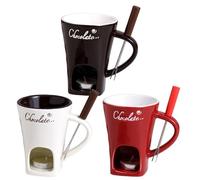 Genérico 3set Taza Fondue Chocolate con Tenedor, Olla De Fondue De Chocolate Y Queso Juego De 2 Tazas para Fundir con Estufa De Cerámica Ideal para Bocadillos, Queso Y Postres, Fiesta & Celebraciones