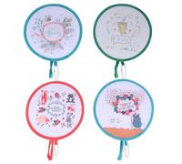 Genérico 4 Abanicos Plegables de Mano Redondos de Pet Cadena, Portátiles y Adorables para Bailar y Cumpleaños, Diseño Compacto y Fácil de Transportar Varios estilos