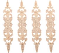 Genérico 4 Apliques de Madera Maciza Tallada Decoración para Muebles y Puertas Tamaño 33X6 CM Color Natural Molduras Decorativas Elegantes para Gabinetes y Paredes Uso Decoración DIY