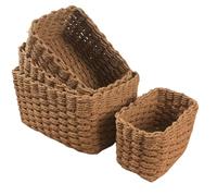 Genérico 4 Cestas De Almacenamiento Tejidas, Solución De Almacenamiento Versátil, Color Marrón, Caja De Vivero Multipropósito, Contenedores De Despensa De Armario, Ahorro De