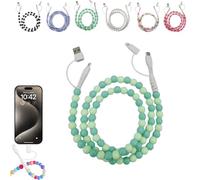 Genérico 4-in-1 Beaded Charging Cord, Fast Phone Charger Cable 66W, Multi USB A to Type-C & iOS Cable, Anti-Tangle Design 3.3FT for Multi-device Use (D)