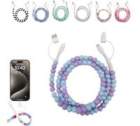 Genérico 4-in-1 Beaded Charging Cord, Fast Phone Charger Cable 66W, Multi USB A to Type-C & iOS Cable, Anti-Tangle Design 3.3FT for Multi-device Use (B)