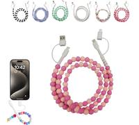 Genérico 4-in-1 Beaded Charging Cord, Fast Phone Charger Cable 66W, Multi USB A to Type-C & iOS Cable, Anti-Tangle Design 3.3FT for Multi-device Use (E)