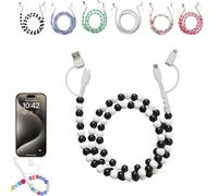 Genérico 4-in-1 Beaded Charging Cord, Fast Phone Charger Cable 66W, Multi USB A to Type-C & iOS Cable, Anti-Tangle Design 3.3FT for Multi-device Use (F)