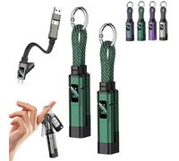 Genérico 4 in 1 Smart Display Keychain Cable, Multifunctional Charging Cable with Display, 65W Fast Charging Lanyard Cord, Keychain Charger Cord for Phone, Tablet and Travel (Green*2)