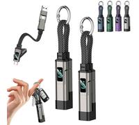 Genérico 4 in 1 Smart Display Keychain Cable, Multifunctional Charging Cable with Display, 65W Fast Charging Lanyard Cord, Keychain Charger Cord for Phone, Tablet and Travel (Black*2)