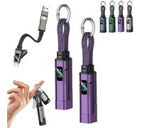 Genérico 4 in 1 Smart Display Keychain Cable, Multifunctional Charging Cable with Display, 65W Fast Charging Lanyard Cord, Keychain Charger Cord for Phone, Tablet and Travel (Purple*2)