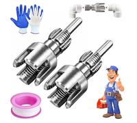 Genérico 4 in 1 Water Pipe Wrench,4 in 1 Pipe Wrench,1/2"& 3/4" Integrated Internal & External Pipe Threading Tool, PVC Pipe Threader,Drill Driven Plumbing Repair Set (2Pcs 1/2")