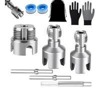 Genérico 4 in 1 Water Pipe Wrench, 4 in 1 Water Pipe Threader, Integrated Internal & External Pipes Threading Tool, for 1/2", 3/4" and 1" Waters Pipes, Drill Driven Plumbing Repair Kit (1/2"+3/4"+1")