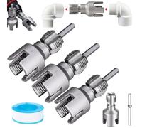 Genérico 4 in 1 Water Pipe Wrench, Universal Pipe Opener for PVC Pipes, 1/2'' 3/4'' 1'' Pipes Tapping and Threading Tool Fits All Threads, Opener Compatible Electric Drill