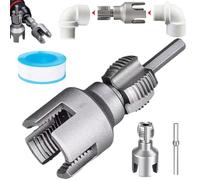 Genérico 4 in 1 Water Pipe Wrench, Universal Pipe Opener for PVC Pipes, 1/2'' 3/4'' 1'' Pipes Tapping and Threading Tool Fits All Threads, Opener Compatible Electric Drill